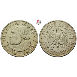 Drittes Reich, 5 Reichsmark 1933, Luther, J, ss+, J. 353