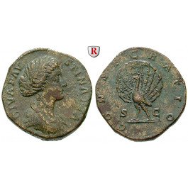 Römische Kaiserzeit, Faustina II., Frau des Marcus Aurelius, Sesterz nach 176, ss-vz