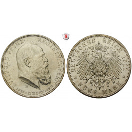 Deutsches Kaiserreich, Bayern, Luitpold, Prinzregent, 5 Mark 1911, 90. Geburtstag, D, vz/vz-st, J. 50