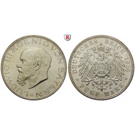 Deutsches Kaiserreich, Bayern, Ludwig III., 5 Mark 1914, D, f.vz/vz-st, J. 53