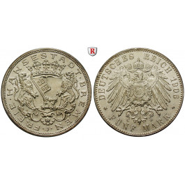 Deutsches Kaiserreich, Bremen, 5 Mark 1906, J, vz-st/vz, J. 60