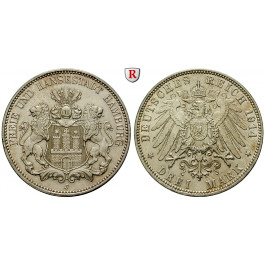 Deutsches Kaiserreich, Hamburg, 3 Mark 1914, J, ss-vz, J. 64