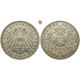 Deutsches Kaiserreich, Lübeck, 5 Mark 1904, A, ss-vz, J. 83