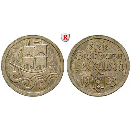 Nebengebiete, Danzig, 1/2 Gulden 1923, Kogge, vz, J. D6