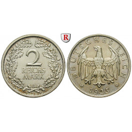 Weimarer Republik, 2 Reichsmark 1925, Kursmünze, A, vz-st, J. 320