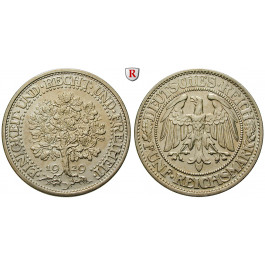 Weimarer Republik, 5 Reichsmark 1929, Eichbaum, D, vz+, J. 331