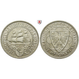 Weimarer Republik, 5 Reichsmark 1927, Bremerhaven, A, vz-st/vz, J. 326