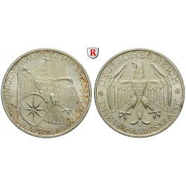 Weimarer Republik, 3 Reichsmark 1929, Waldeck, A, vz/vz-st, J. 337