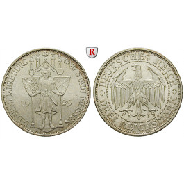 Weimarer Republik, 3 Reichsmark 1929, Meißen, E, vz/vz-st, J. 338