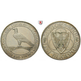 Weimarer Republik, 5 Reichsmark 1930, Rheinlandräumung, G, ss-vz, J. 346