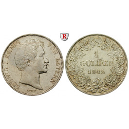 Bayern, Königreich, Ludwig I., Gulden 1842, ss+