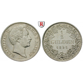Bayern, Königreich, Maximilian II., 1/2 Gulden 1851, ss+