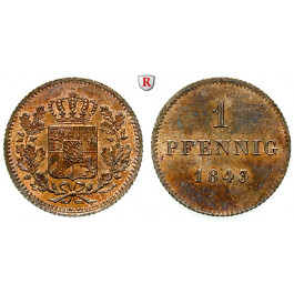 Bayern, Königreich, Ludwig I., Pfennig 1843, vz+