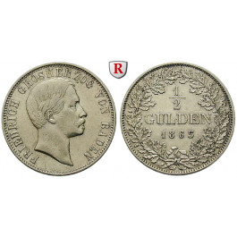 Baden, Grossherzogtum Baden, Friedrich I., 1/2 Gulden 1865, ss