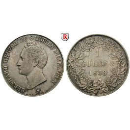 Sachsen, Sachsen-Meiningen, Bernhard Erich Freund, Gulden 1838, ss+