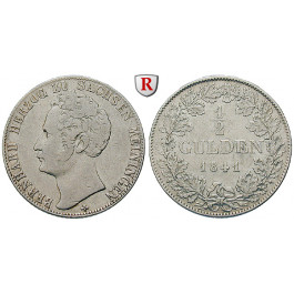 Sachsen, Sachsen-Meiningen, Bernhard Erich Freund, 1/2 Gulden 1841, ss
