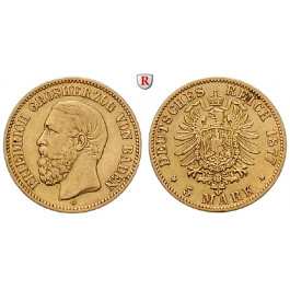 Deutsches Kaiserreich, Baden, Friedrich I., 5 Mark 1877, G, ss, J. 185