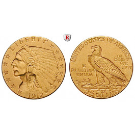 USA, 2 1/2 Dollars 1912, 3,76 g fein, ss-vz