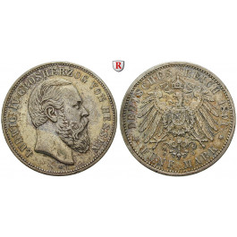 Deutsches Kaiserreich, Hessen, Ludwig IV., 5 Mark 1891, A, ss+, J. 71