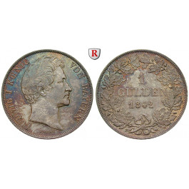 Bayern, Königreich, Ludwig I., Gulden 1842, vz/vz-st