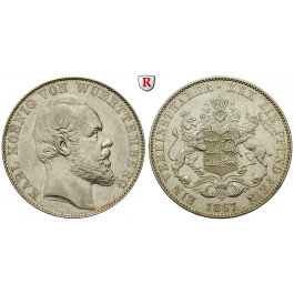 Württemberg, Herzogtum Württemberg (Kgr. ab 1806), Karl, Vereinstaler 1867, ss-vz