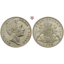 Bayern, Königreich, Maximilian II., Doppelgulden 1852, ss-vz