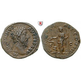 Römische Kaiserzeit, Marcus Aurelius, Sesterz 168-9, ss+