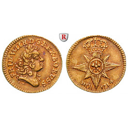 Brandenburg-Preussen, Königreich Preussen, Friedrich Wilhelm I., 1/4 Dukat 1714, f.vz