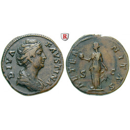 Römische Kaiserzeit, Faustina I., Frau des Antoninus Pius, Sesterz nach 141, ss+