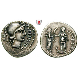 Römische Republik, Cn. Pompeius Magnus und M.Poblicius, Denar 46-45 v.Chr., ss+