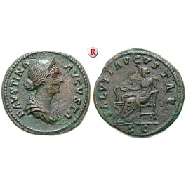 Römische Kaiserzeit, Faustina II., Frau des Marcus Aurelius, Sesterz, ss+