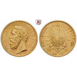 Deutsches Kaiserreich, Baden, Friedrich I., 20 Mark 1873, G, ss+, J. 184