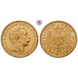 Deutsches Kaiserreich, Preussen, Wilhelm II., 20 Mark 1910, J, ss-vz/vz, J. 252
