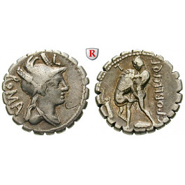 Römische Republik, C. Poblicius, Denar, serratus 80 v. Chr., ss/ss+