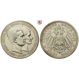 Deutsches Kaiserreich, Braunschweig, Ernst August, 3 Mark 1915, mit Lüneburg, A, ss-vz, J. 57