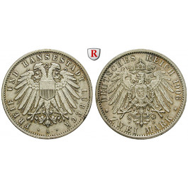 Deutsches Kaiserreich, Lübeck, 2 Mark 1906, A, ss+, J. 81