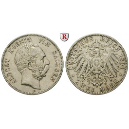 Deutsches Kaiserreich, Sachsen, Albert, 2 Mark 1891, E, ss+, J. 124