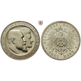 Deutsches Kaiserreich, Württemberg, Wilhelm II., 3 Mark 1911, F, PP, J. 177a