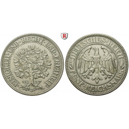 Weimarer Republik, 5 Reichsmark 1927, Eichbaum, J, ss+, J. 331