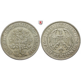 Weimarer Republik, 5 Reichsmark 1928, Eichbaum, F, f.vz, J. 331