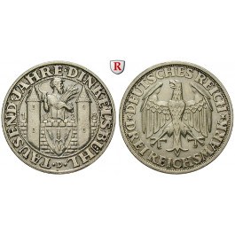 Weimarer Republik, 3 Reichsmark 1928, Dinkelsbühl, D, ss-vz, J. 334