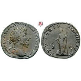 Römische Kaiserzeit, Marcus Aurelius, Sesterz Aug.-Dez. 165, ss+