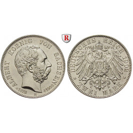 Deutsches Kaiserreich, Sachsen, Albert, 2 Mark 1902, auf den Tod, E, ss-vz, J. 127