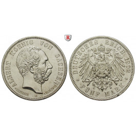 Deutsches Kaiserreich, Sachsen, Albert, 5 Mark 1902, auf den Tod, E, ss-vz, J. 128