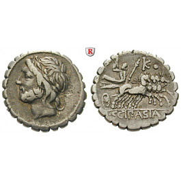 Römische Republik, L. Scipio Asiagenus, Denar, serratus 106 v.Chr., ss