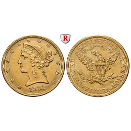 USA, 5 Dollars 1881, 7,52 g fein, f.vz