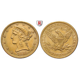 USA, 5 Dollars 1881, 7,52 g fein, f.vz