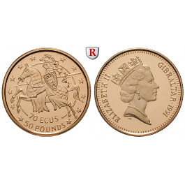 Gibraltar, Elisabeth II., 70 Ecu (50 Pounds) 1991, 3,11 g fein, PP