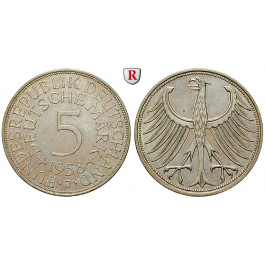Bundesrepublik Deutschland, 5 DM 1958, J, ss-vz, J. 387