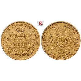 Deutsches Kaiserreich, Hamburg, 20 Mark 1894, J, ss-vz, J. 212